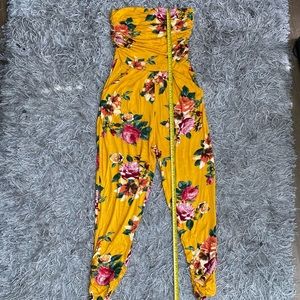 Floral Strapless Pantsuit Romper